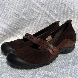 Merrell Womens Plaza Bandeau Brown Suede Leather Slip On MaryJane Shoe size 9.5